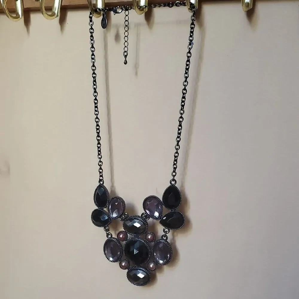 Cookie Lee Black and Bronze Gem Necklace